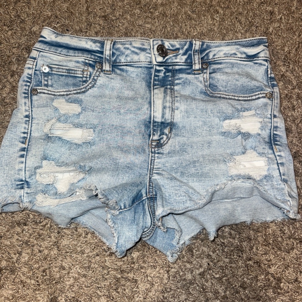 American Eagle Outfitters Light Blue Ripped Jean Shorts